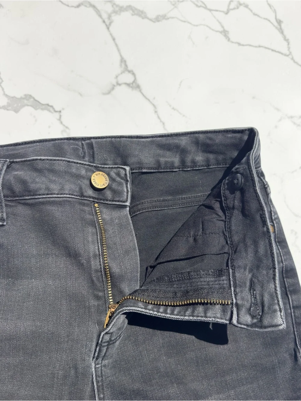 ART CLASS Distressed Skinny Jeans Grunge Washed Black Patched Rips size 10‎